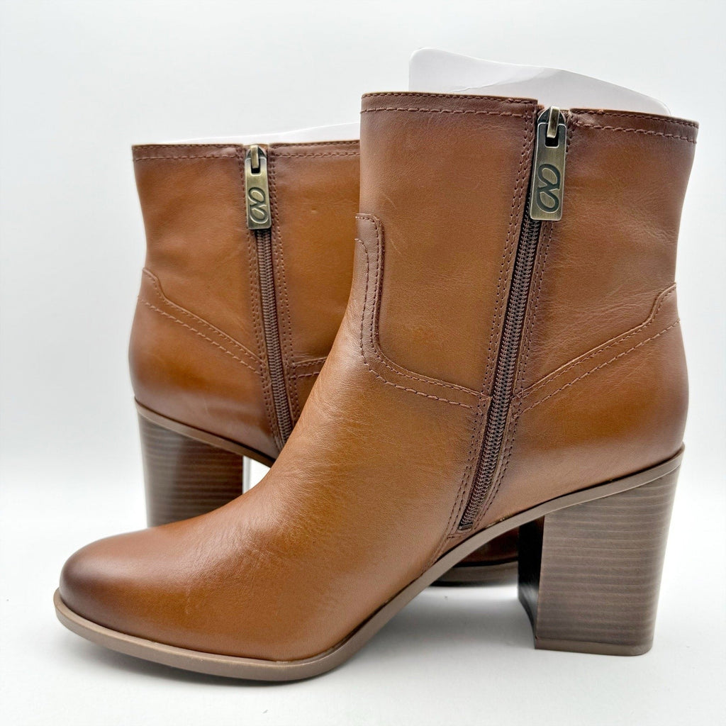 Naturalizer Kalina Ankle Bootie Size 7 Wide EU 37 Cider Spice Brown Leather NIB