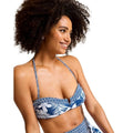 TOMMY BAHAMA Island Cays Blooms Bandeau Bikini Top Small Indigo Tide NWT