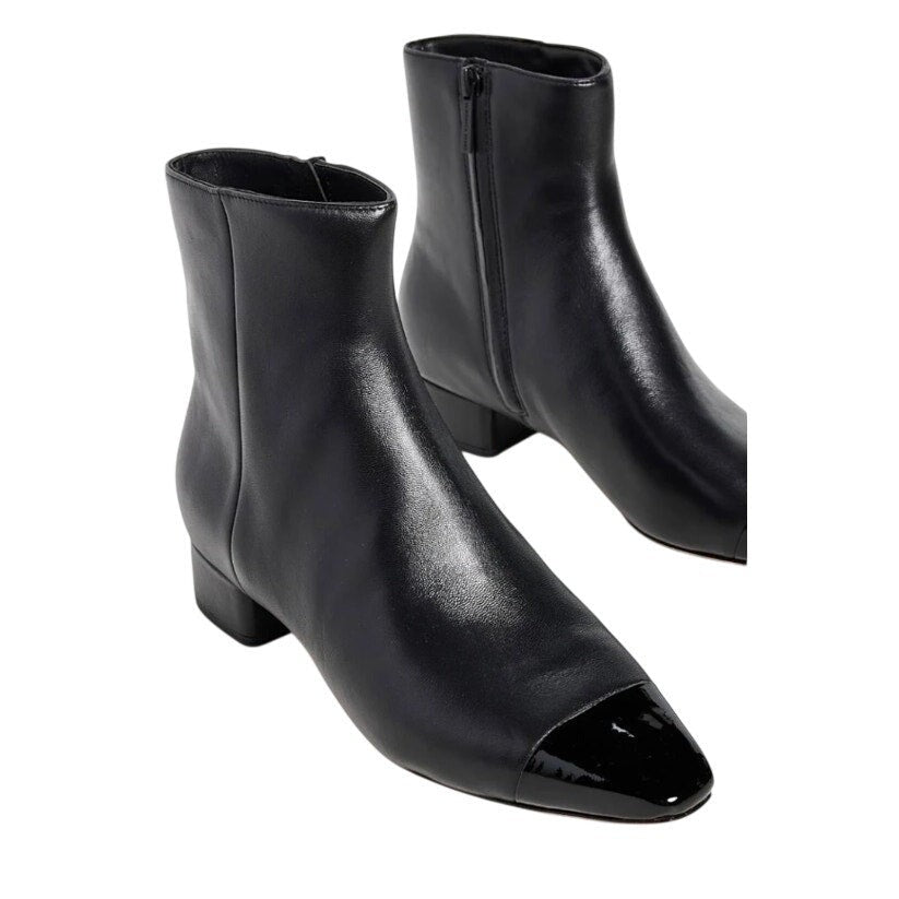 Veronica Beard Womens Cecile Ankle Booties Size 5 M Black Leather Cap Toe NIB