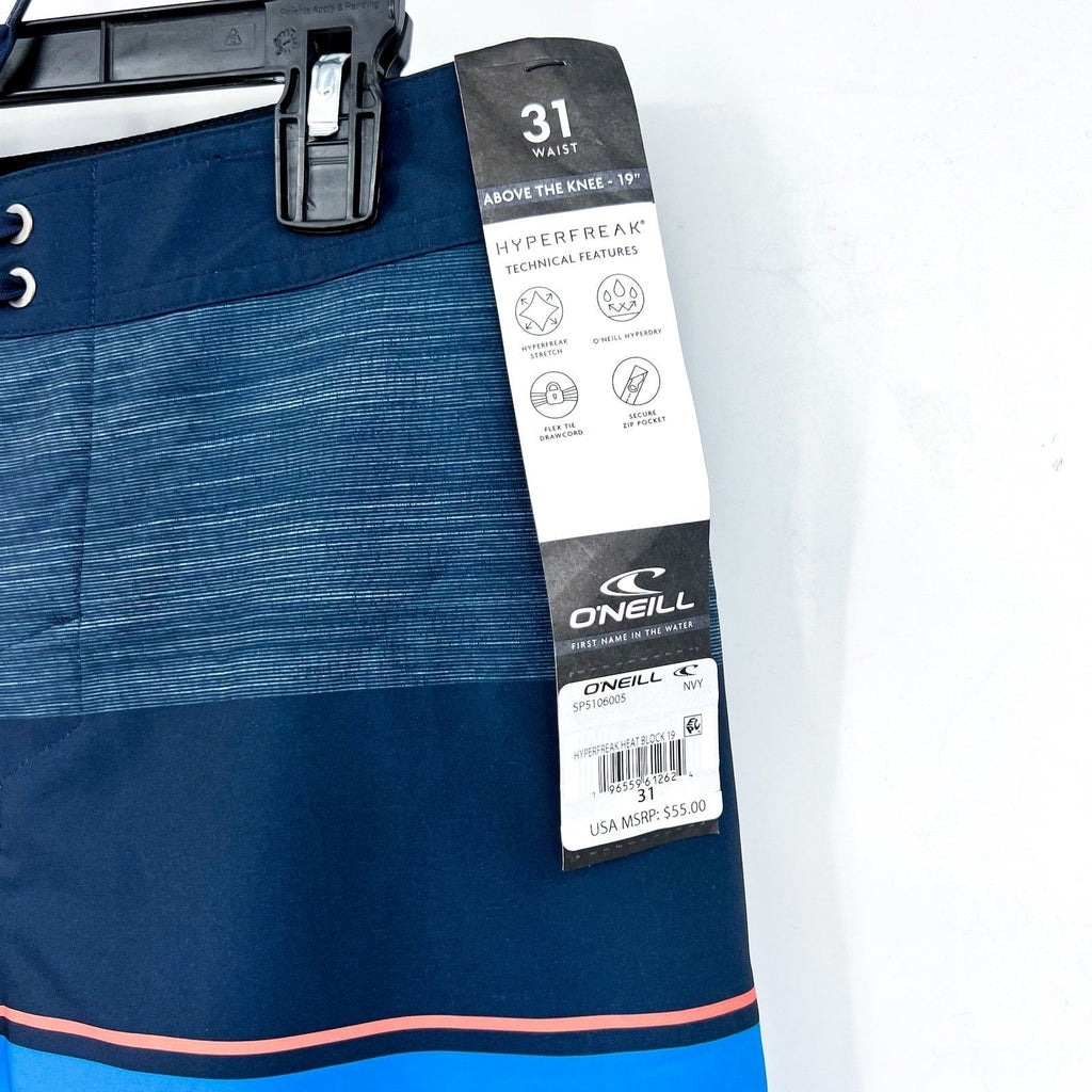 O'NEILL Men's Hyperfreak Heat Block 19" Boardshorts Size 31 Medium Navy Blue NWT