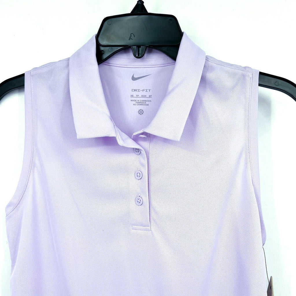 NIKE Women's Dri-Fit Victory Sleeveless Golf Polo Shirt XS Lilac Purple NWT
