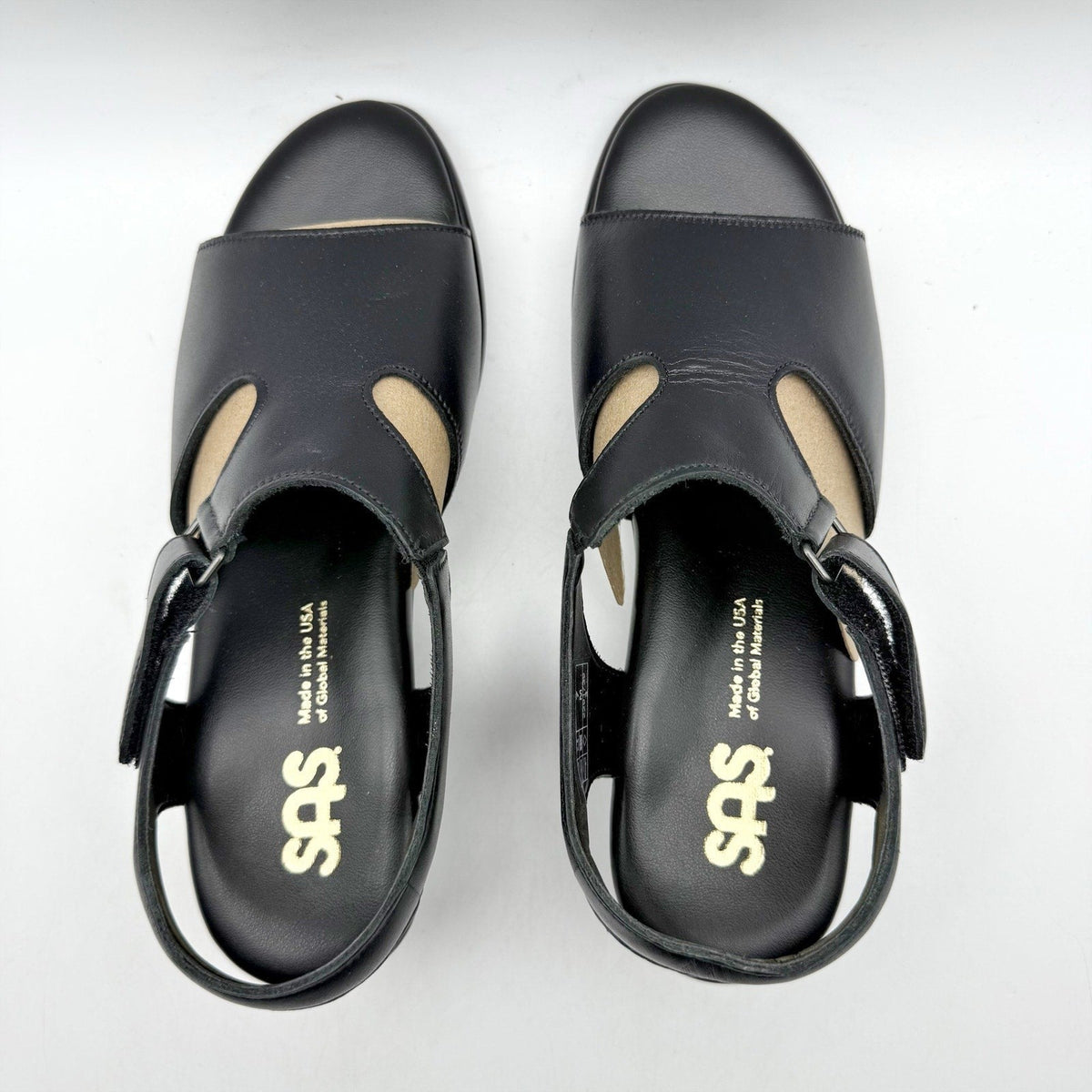 SAS Womens Suntimer Heeled Sandals Size 7 M EU 37.5 Black Leather NIB