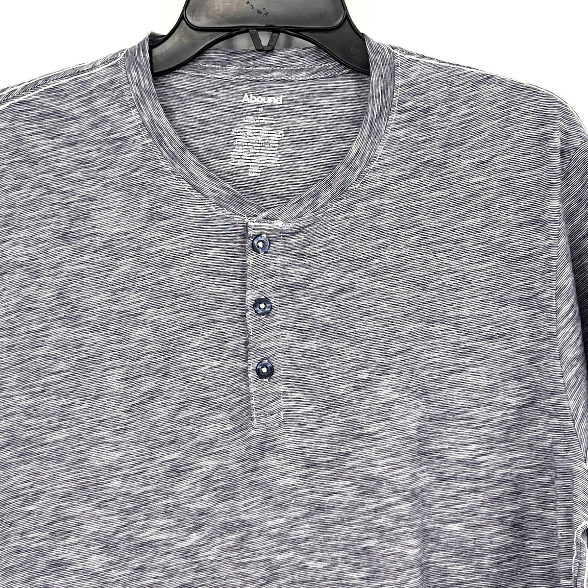 ABOUND Mens Jersey Slub Henley Tee MEDIUM Blue White Short Sleeve Cotton NWT