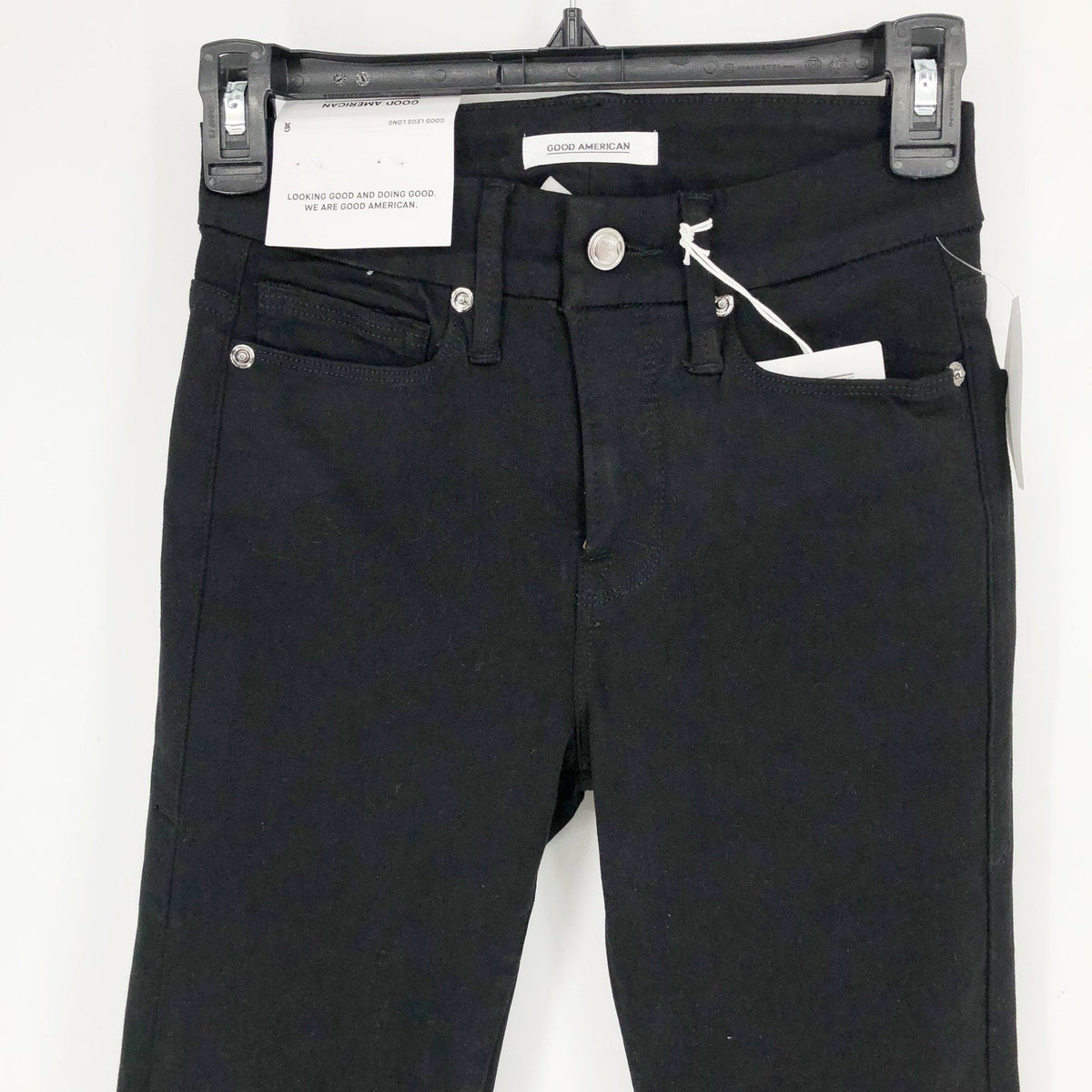 GOOD AMERICAN Womens Good Legs Jeans US 2 26x33 Black Stretch High Skinny NWT