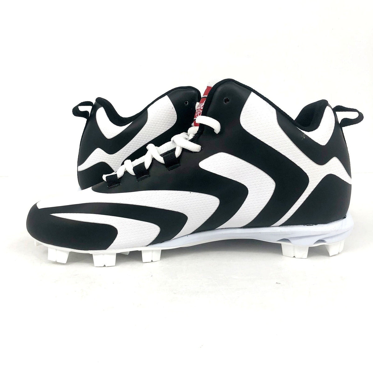 Rawlings Mens Rookie Mid Baseball Cleats Size 7.5 White Black NWOB