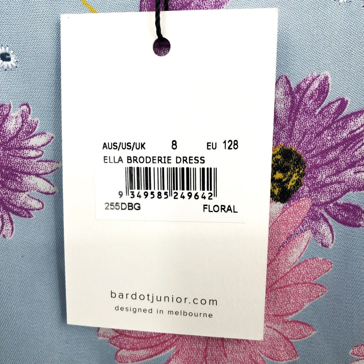 BARDOT Girls Ella Broderie Dress Size 8 Blue Floral Size Long Sleeve NWT