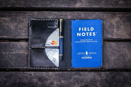 No.44 Personalized Leather Field Notes Cover - Black