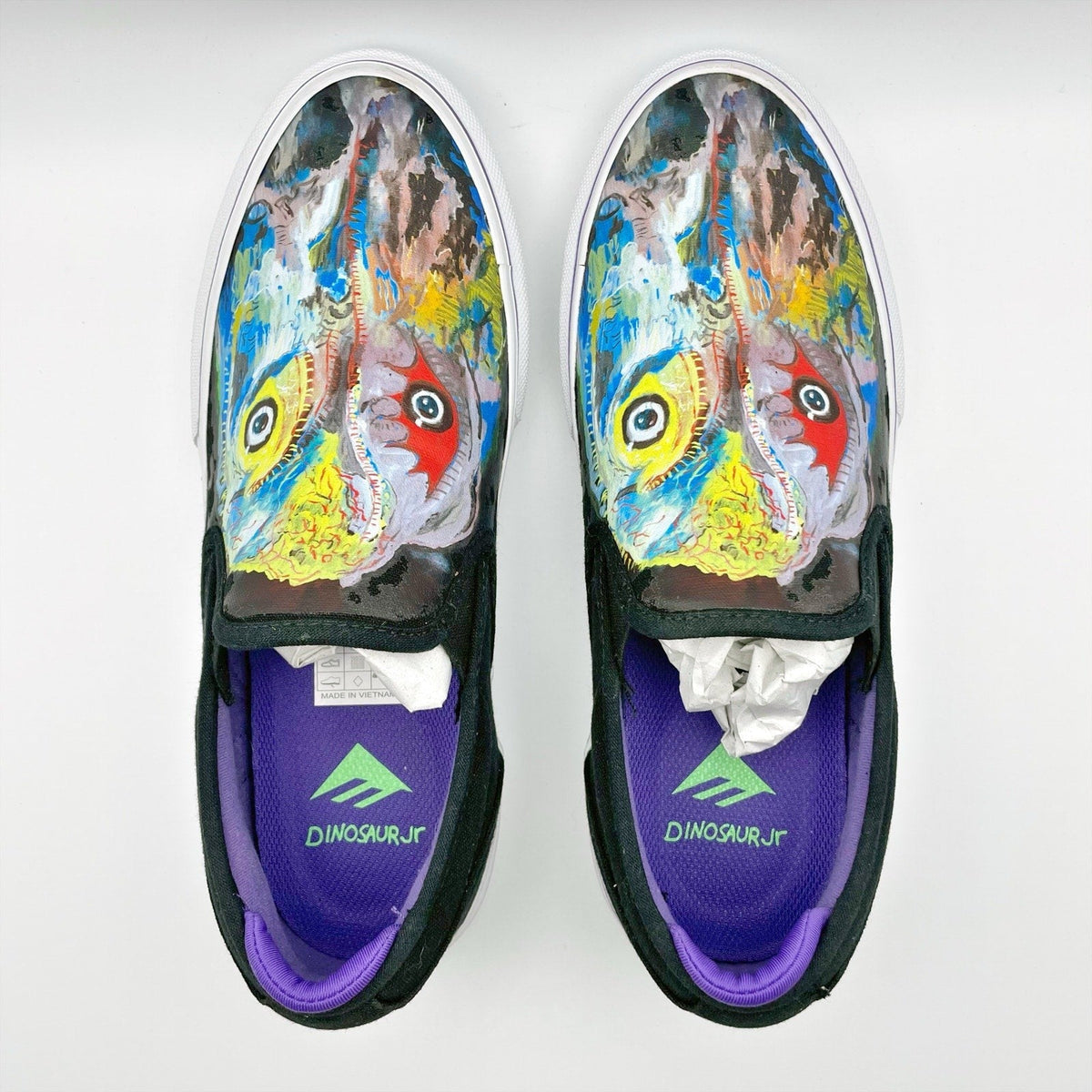 Emerica x Dinosaur Jr Mens Wino Slip-On Shoes Size 8 Black Multicolor Sweep NIB