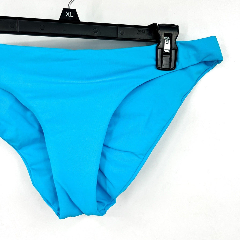 BECCA Women's Garden of Eden Shirred Hipster Bikini Bottom Large Pool Blue NWT