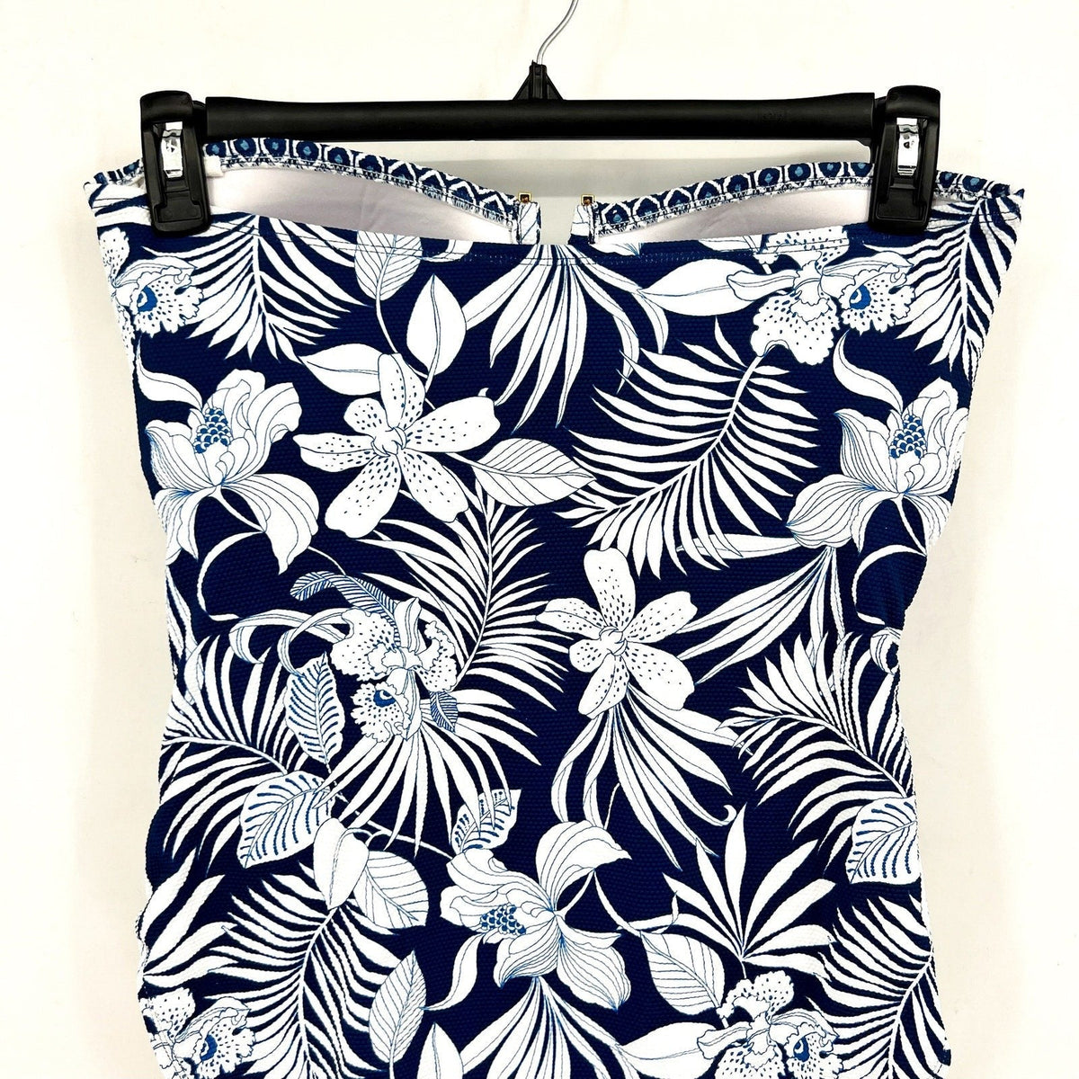 TOMMY BAHAMA Island Cays Bandeau One-Piece Swimsuit Size 14 Blue Blooms NWT