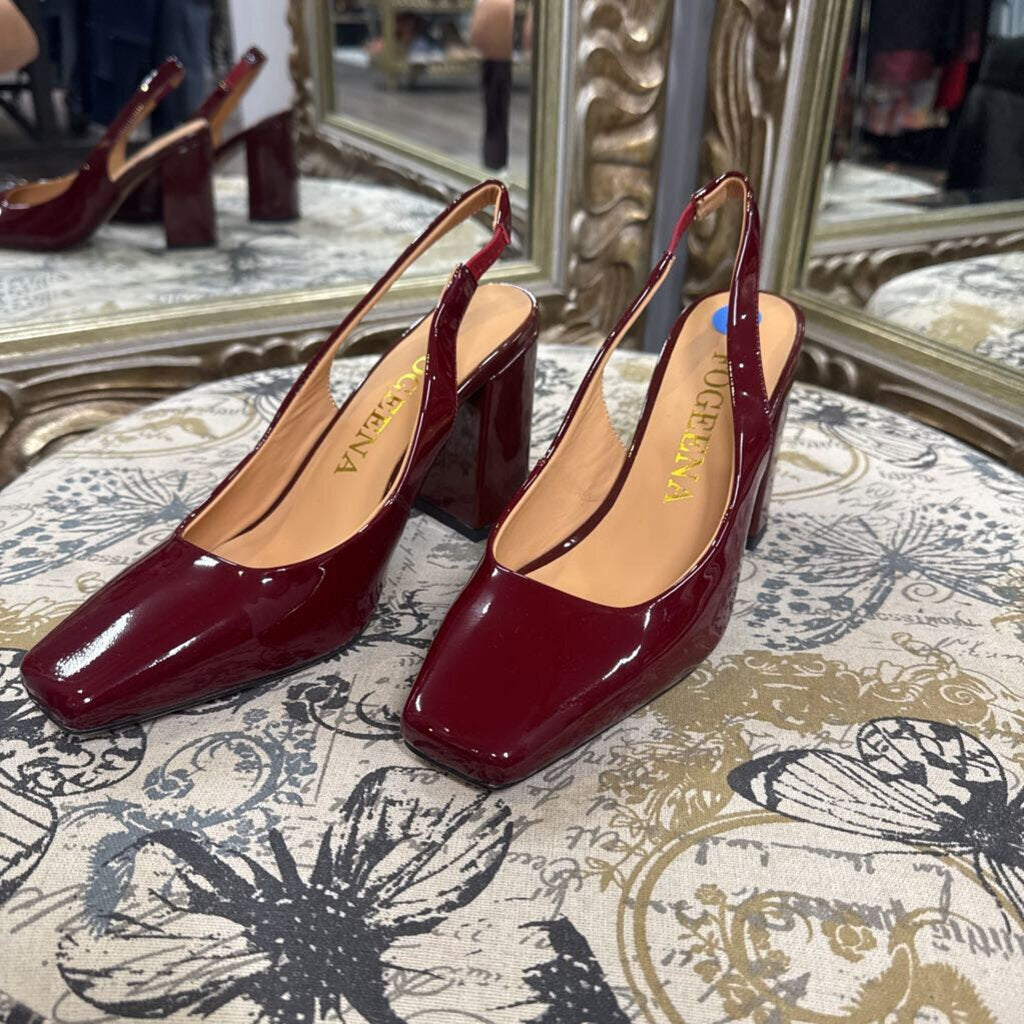 Fogeena NEW Patent Square Slingback SHOES 6