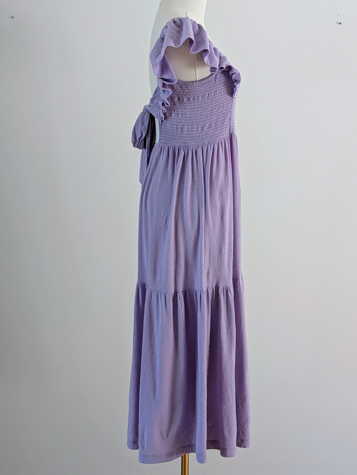 Nation LTD Lavender Pima Cotton Ruffle Tiered Midi Dress - M