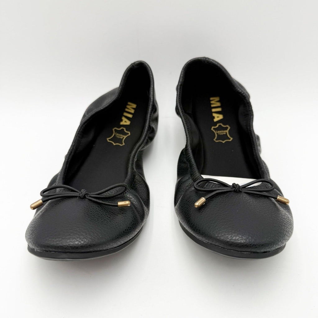 MIA Womens URI Ballet Flats Size 7.5 M Black Leather NWOB