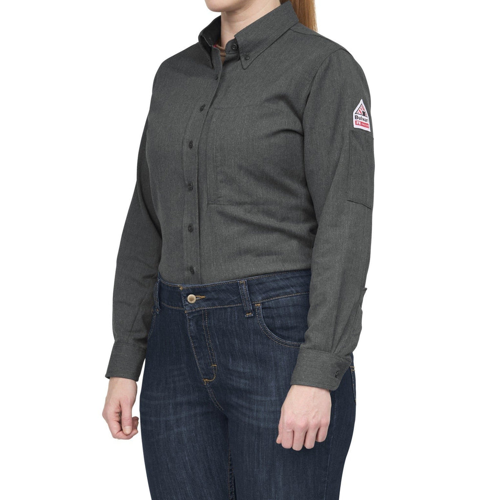 BULWARK Women's iQ Series Comfort Woven FR Shirt XL Dark Grey Long Sleeve NWT