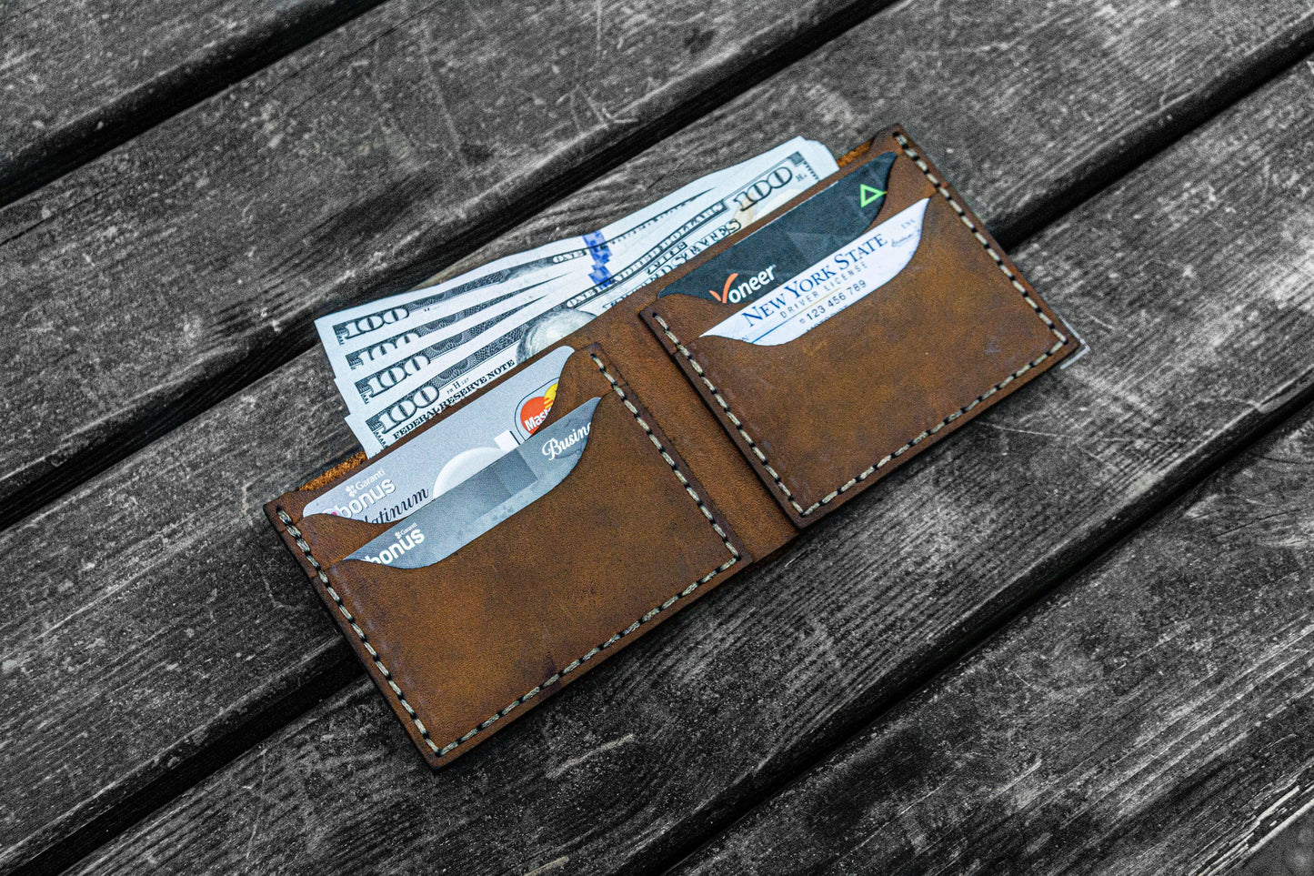 No.48 Personalized Handmade Leather Wallet - Crazy Horse Brown