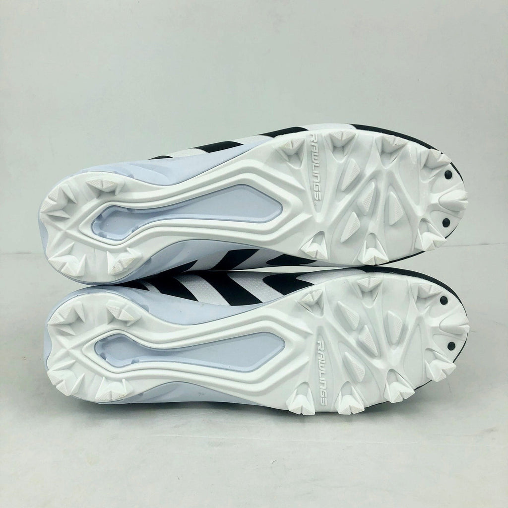 Rawlings Mens Rookie Mid Baseball Cleats Size 7.5 White Black NWOB