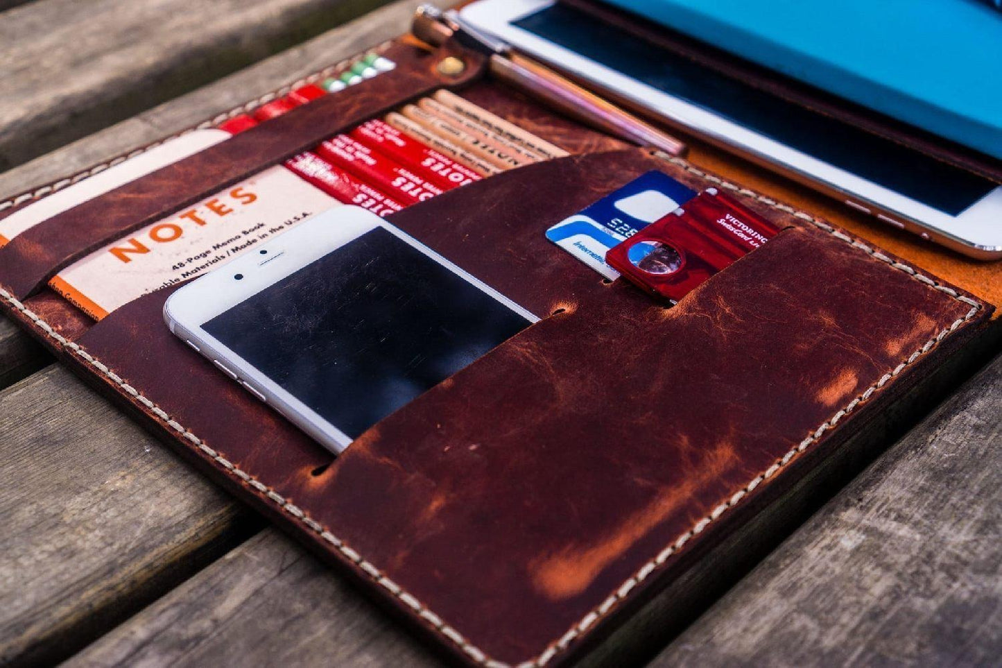Leather Leuchtturm1917 B5 Notebook & iPad Air/Pro Cover - Crazy Horse Orange