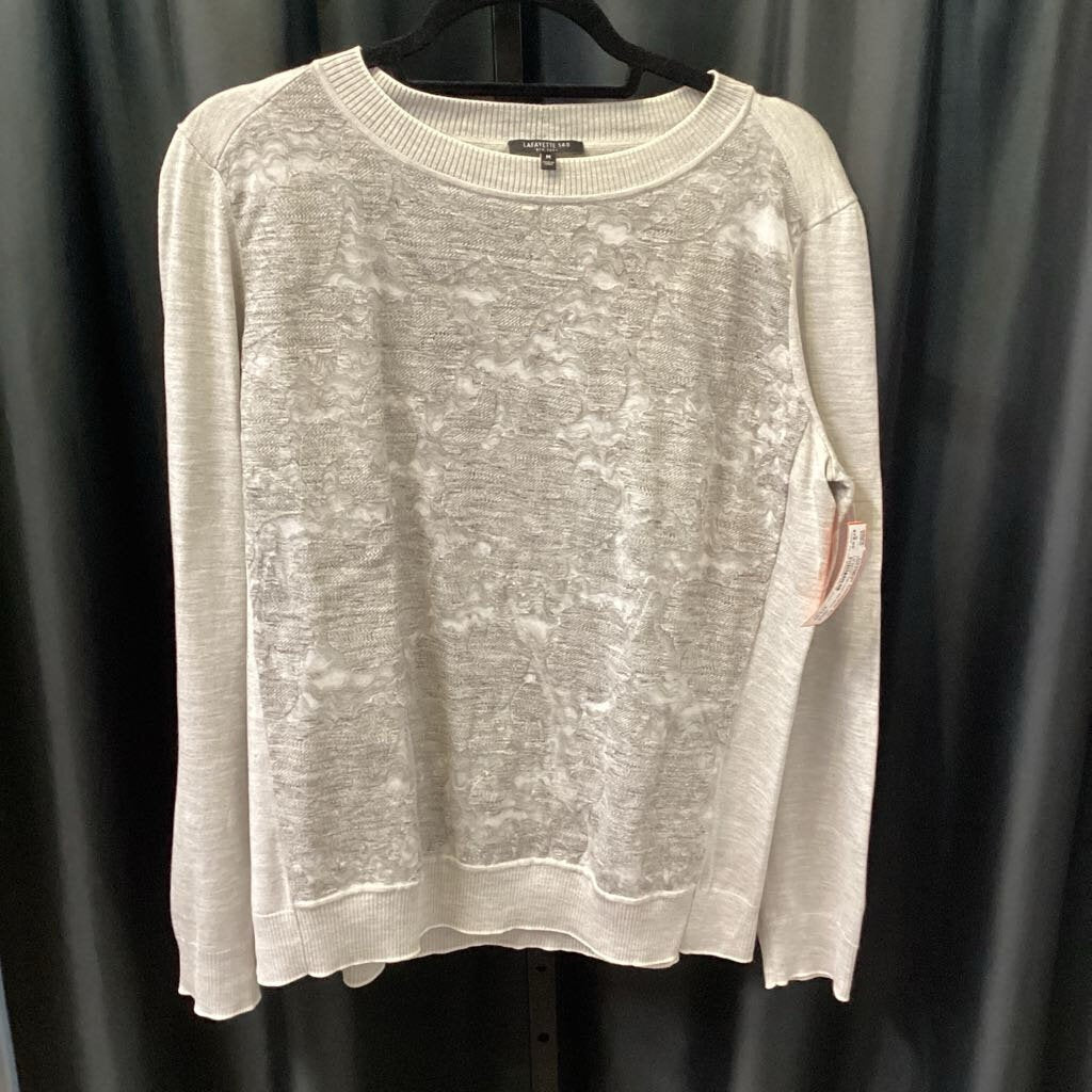Lafayette 148 Linen Silk Mesh LS SWEATERS M