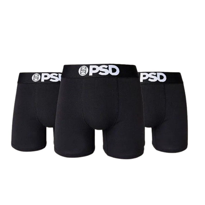 PSD Men's 3 Pack Classic Cotton Stretch Boxer Briefs Medium Black NWT