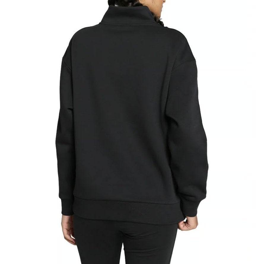 PUMA Women's Half-Zip Sweatshirt Large Black Minimal Gold Pullover NWT
