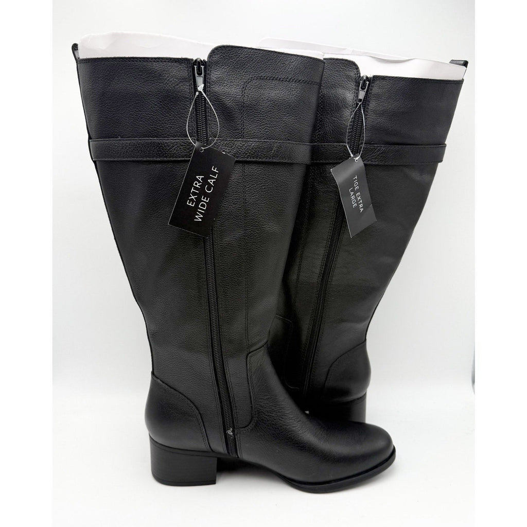 Naturalizer Womens Kenna Knee High Boots Size 9 M XWIDE CALF Black Leather NIB