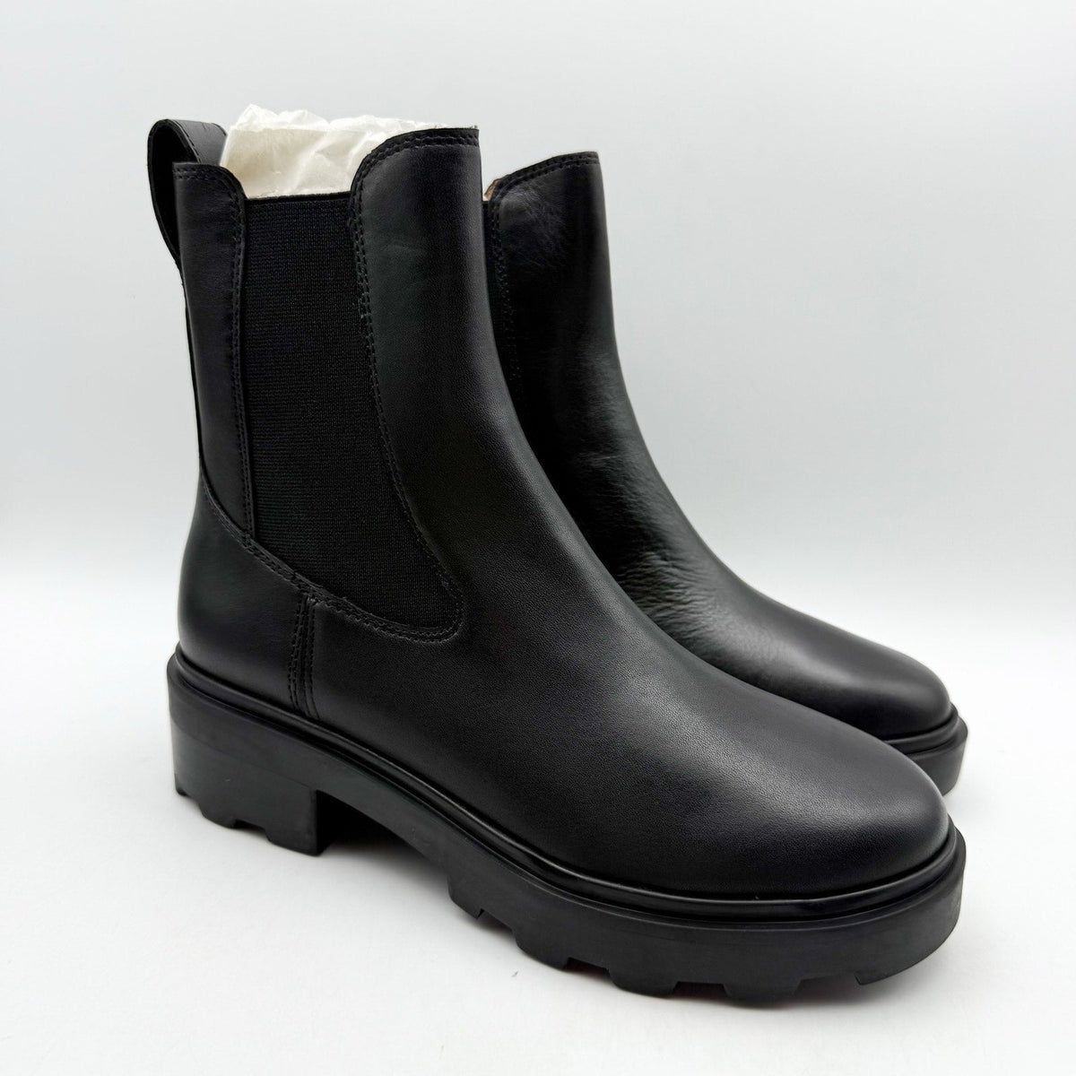 Madewell Womens The Bradley Chelsea Lugsole Boots Size 5.5 Black Leather NWOB