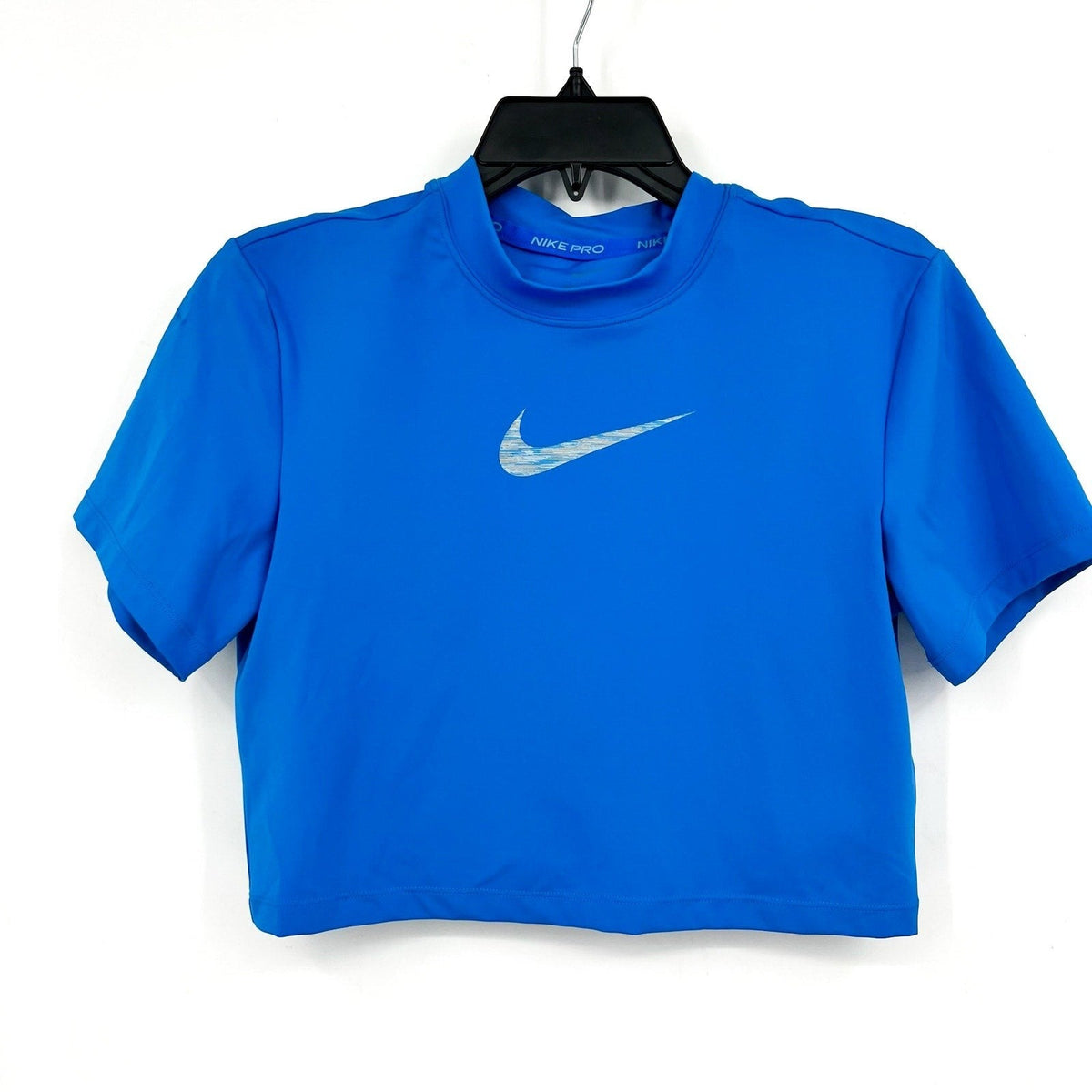 NIKE PRO Women's Dri-FIT Short-Sleeve Cropped Top Medium Royal Blue Tee NWT