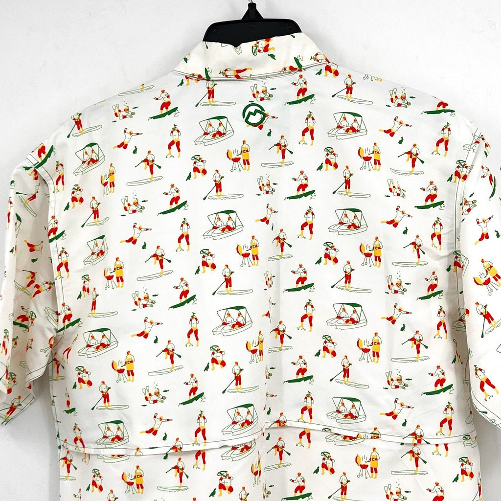 MAGELLAN OUTDOORS Laguna Madre Luchadores Fishing Shirt Large White Multi NWOT