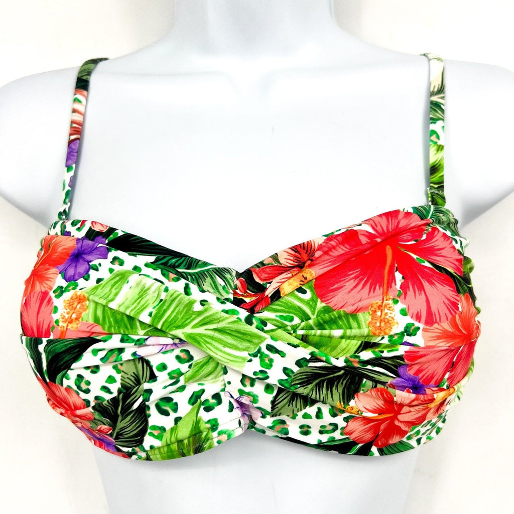 SEA LEVEL SWIM Dolce Twist Bandeau Bikini Top Size 6 Green Multi Print NWT