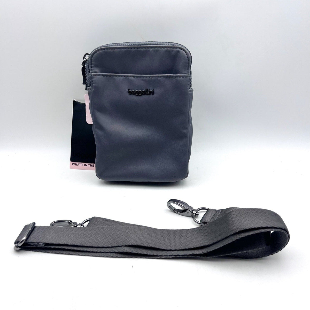 BAGGALLINI Womens Modern Everywhere Take Two RFID Twill Crossbody Bag Grey NWT