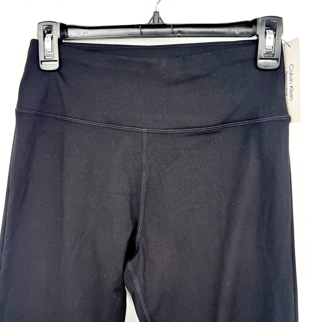 CALVIN KLEIN Women's Flared Gym Leggings Small Black Elastic Waist NWT