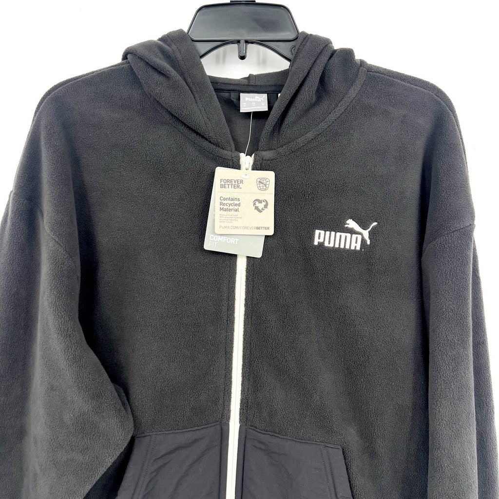 PUMA Women's ESS Elevated FZ Hoodie Medium Black Sweatshirt Fleece NWT