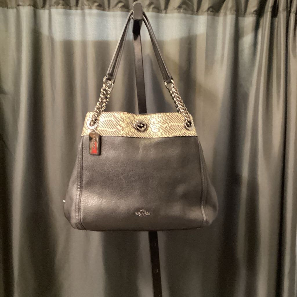 Coach Pebble Leather/Snake HANDBAGS Large
