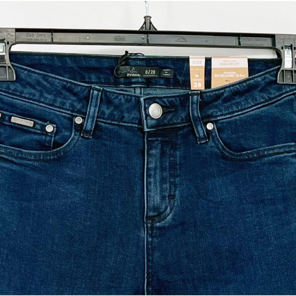 Prana Womens Sienna Skinny Jeans 28x31 US 6 Deep Blue Stretch Denim Mid Rise NWT