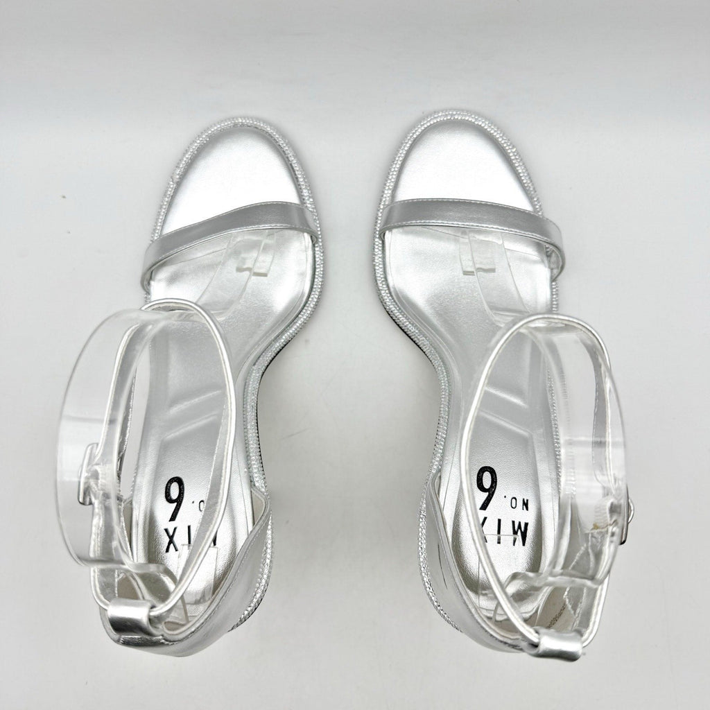 Mix No. 6 Womens Boniti Heeled Sandals Size 8.5 Wide EU 38.5 Silver NWOB