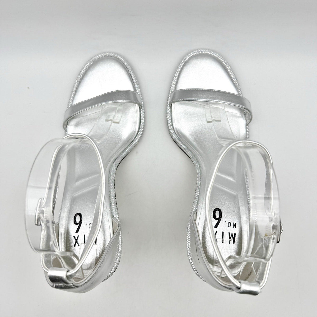 Mix No. 6 Womens Boniti Heeled Sandals Size 8.5 Wide EU 38.5 Silver NWOB