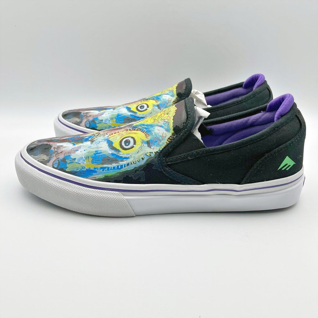 Emerica x Dinosaur Jr Mens Wino Slip-On Shoes Size 8 Black Multicolor Sweep NIB