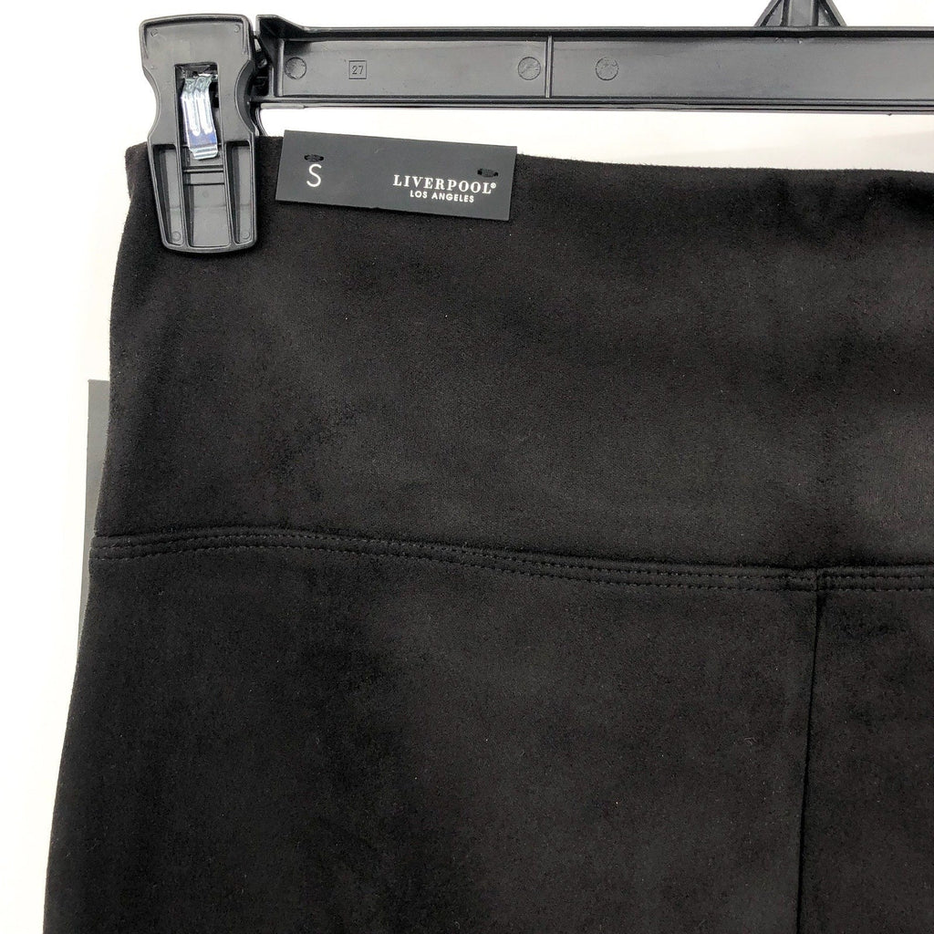 LIVERPOOL Women's Pearl Pull-On Faux Suede Flare Pants Small Black Stretch NWT