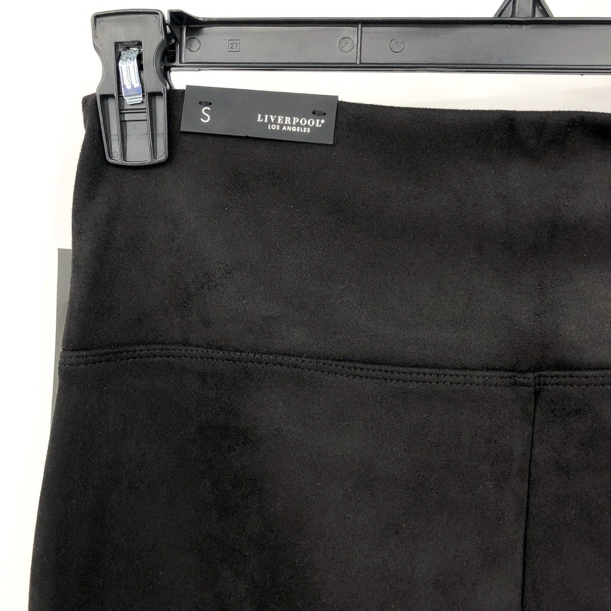LIVERPOOL Women's Pearl Pull-On Faux Suede Flare Pants Small Black Stretch NWT