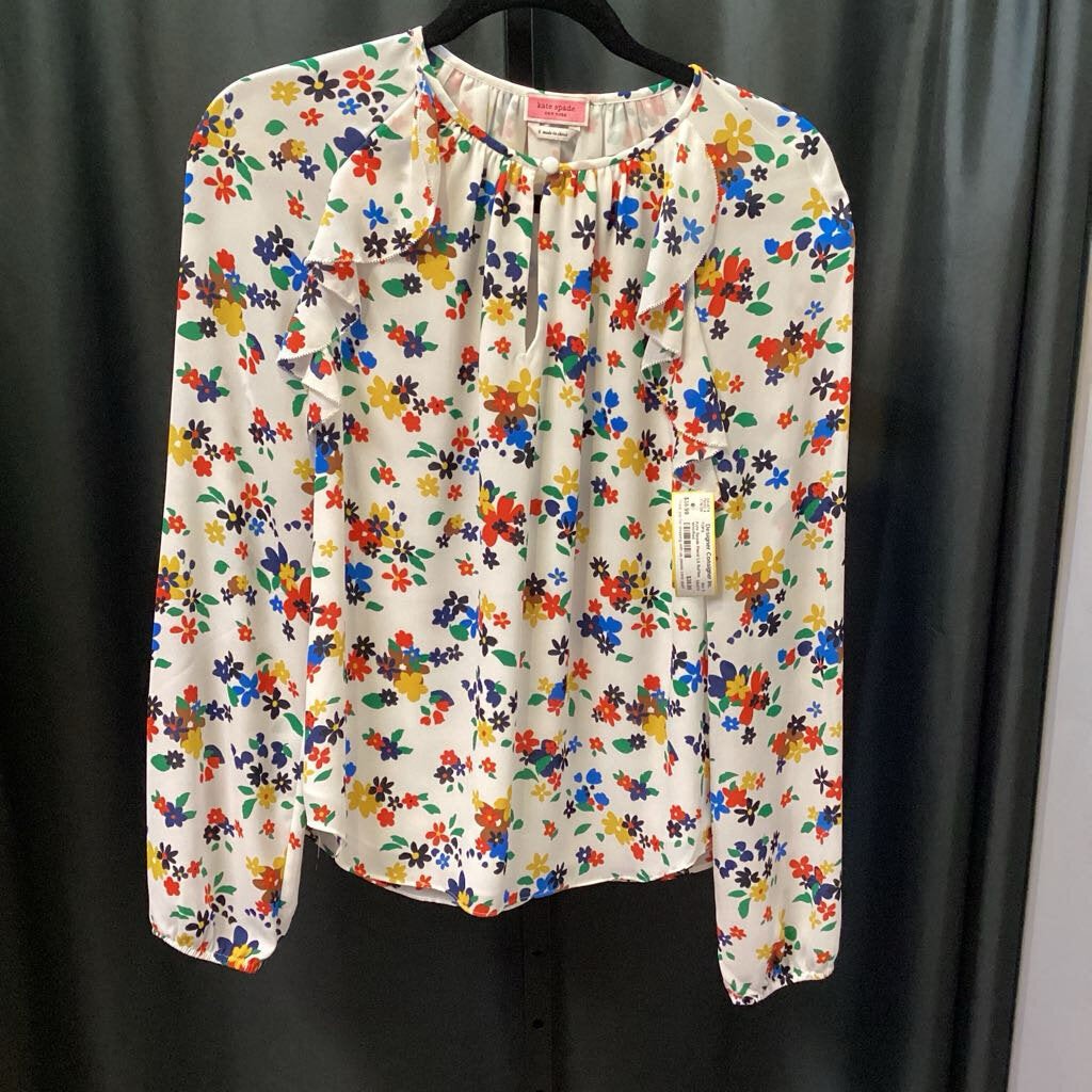 Kate Spade Floral LS Ruffles TOPS S