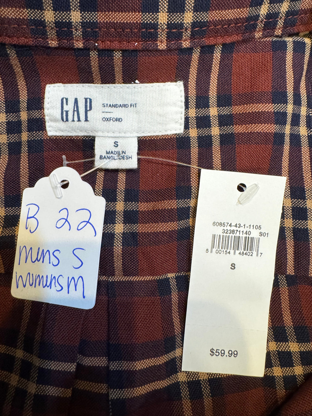 Brand Gap - Wine, Navy and Camel Plaid Long Sleeve - Multiple Sizes