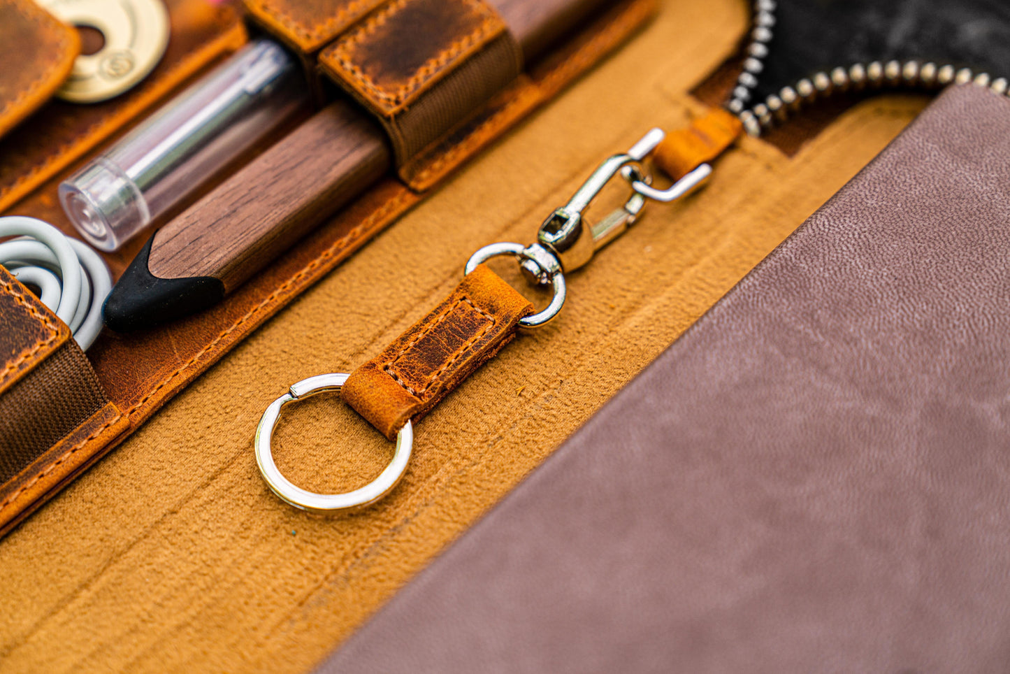 Leather Zippered Rhodia A5 Notebook & iPad Mini Folio - Crazy Horse Brown