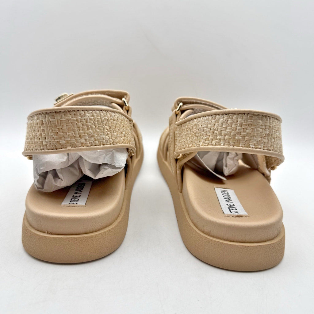 Steve Madden Womens Mona Sandals Size 9.5 M Tan Brown Raffia NIB