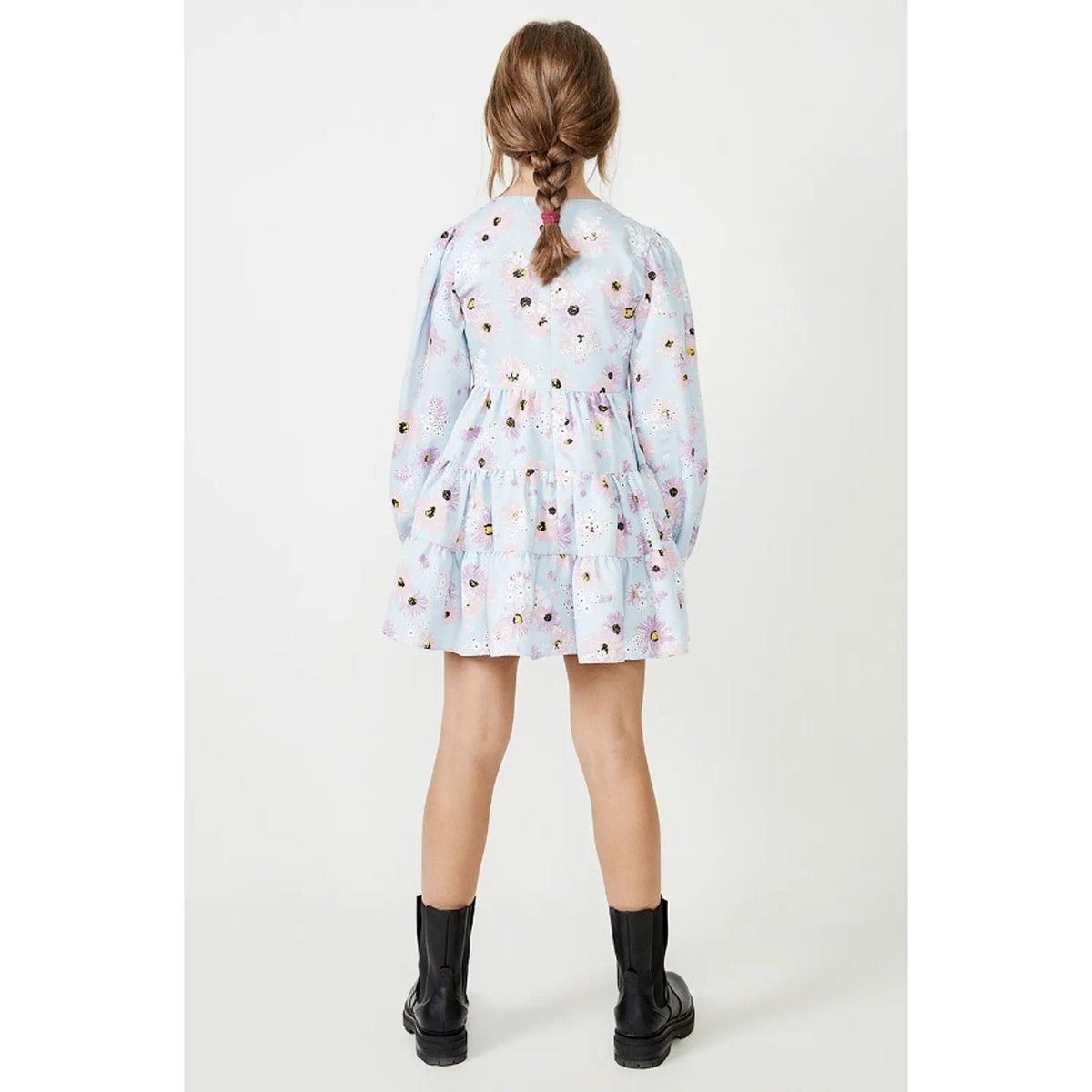 BARDOT Girls Ella Broderie Dress Size 8 Blue Floral Size Long Sleeve NWT
