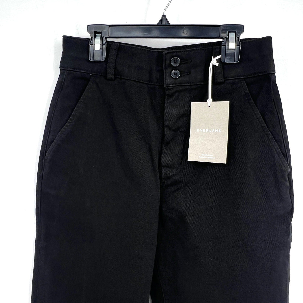 EVERLANE Women's The Organic Straight-Leg Pants Size 2 Black Utility Pockets NWT
