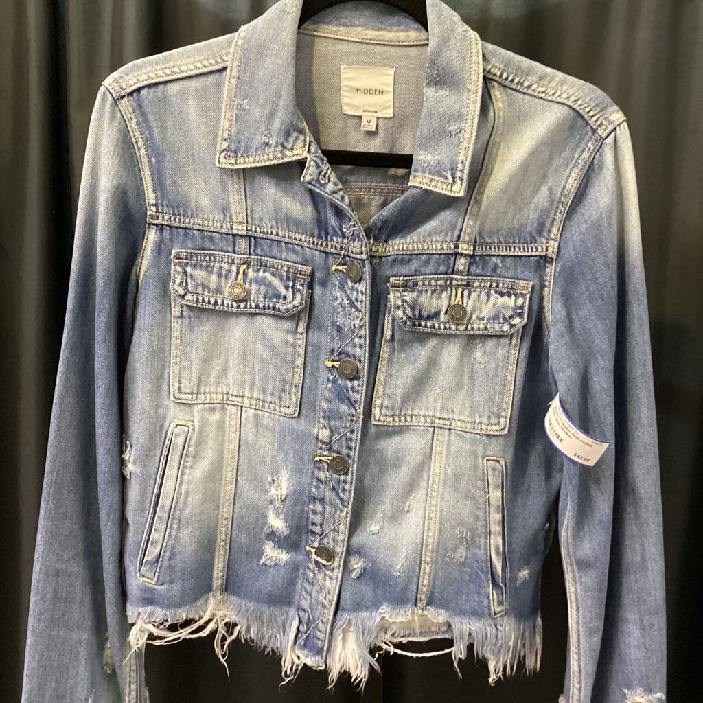 Hidden Distressed Denim JACKETS Medium
