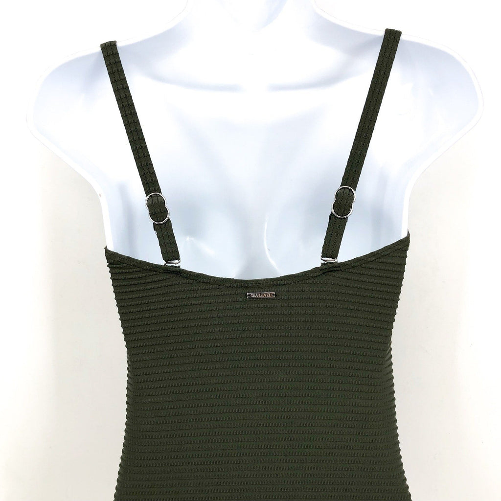 SEA LEVEL SWIM Spinnaker U Bar Bandeau One Piece Swimsuit Size 12 Green NWT