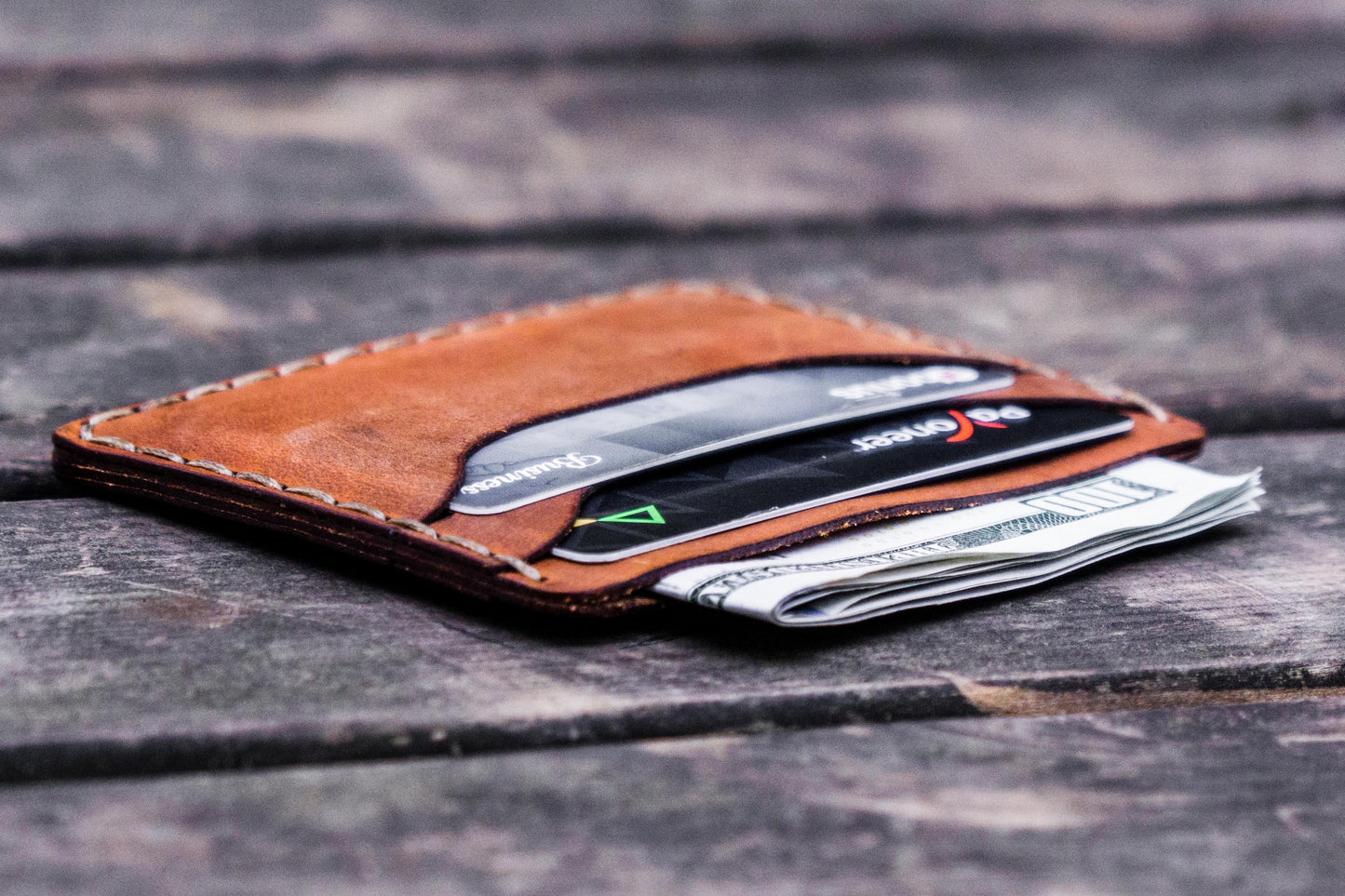 No.40 Handmade Leather Slim Card Wallet - Crazy Horse Tan