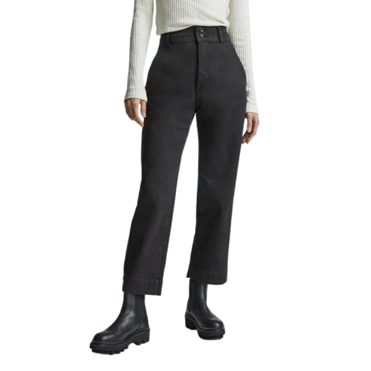 EVERLANE Women's The Organic Straight-Leg Pants Size 2 Black Utility Pockets NWT