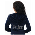 JUICY COUTURE Women's OG Big Bling Velour Hoodie Medium Regal Blue Zip NWT